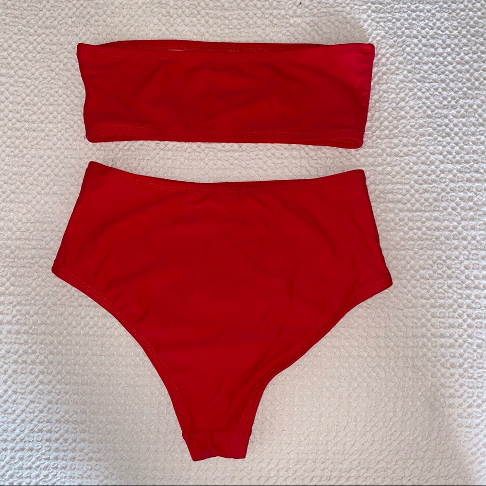 Red High Waisted Bikini Set - Picture 3 of 4